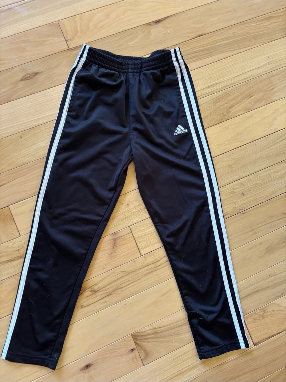 adidas Black Kids Joggers with White Side Stripes